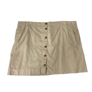 J.Crew Plus Size Khaki Button Front Mini Skirt Cotton A-Line Casual